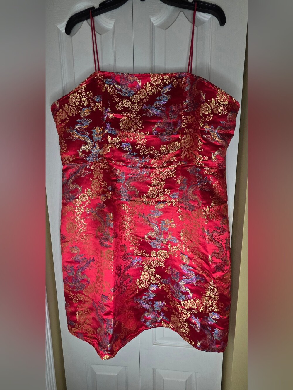 Shein Women's Red Gold Satin Sweetheart Dress 2XL